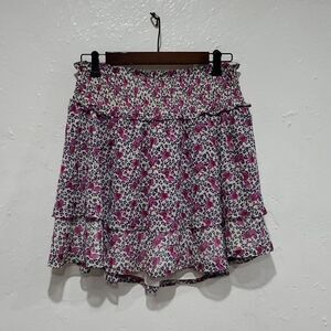 Express Tiered Ruffled Mini Skirt in Purple Floral Size M